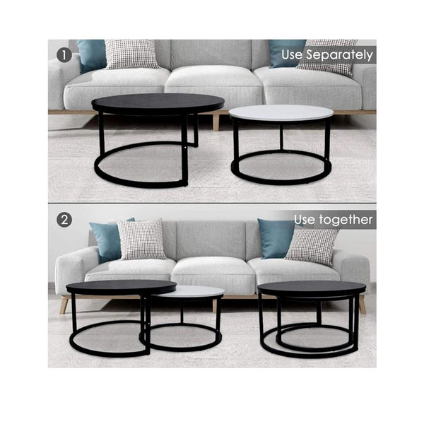 black and white nested center tables for living room