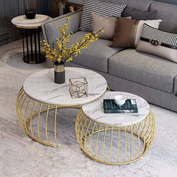 ornate metallic golden coffee tables