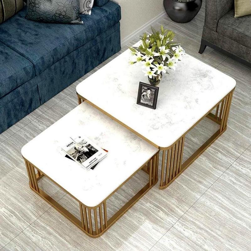 white and golden coffee table set for home decor