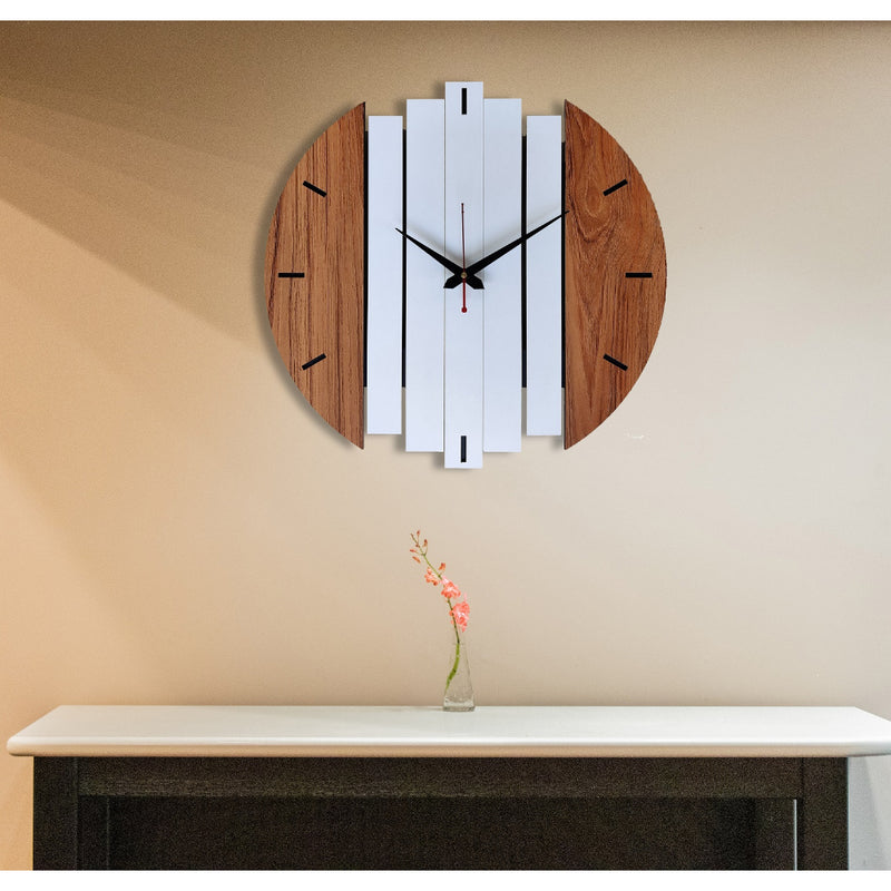 Stylish Wooden Wall Clock white and brown